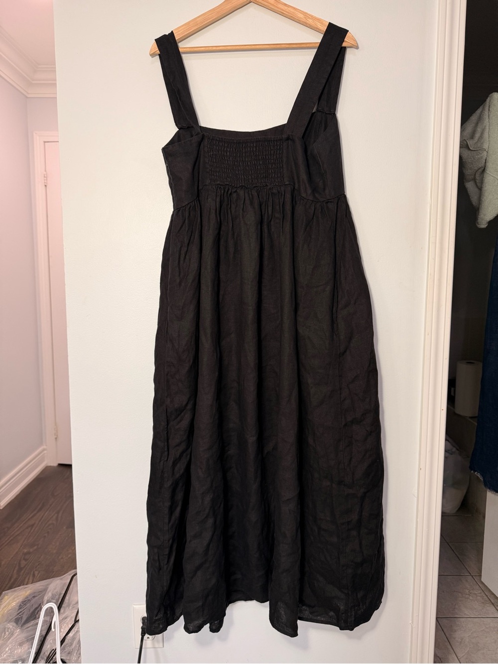 J. Crew Black Squareneck midi dress in linen size 14 - Picture 5 of 6